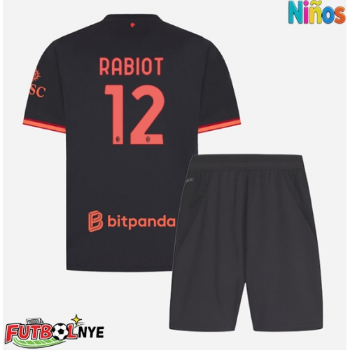 Camiseta AC Milan Adrien Rabiot #12 Tercera Equipación para niños 2026-27 manga corta (+ pantalones cortos)